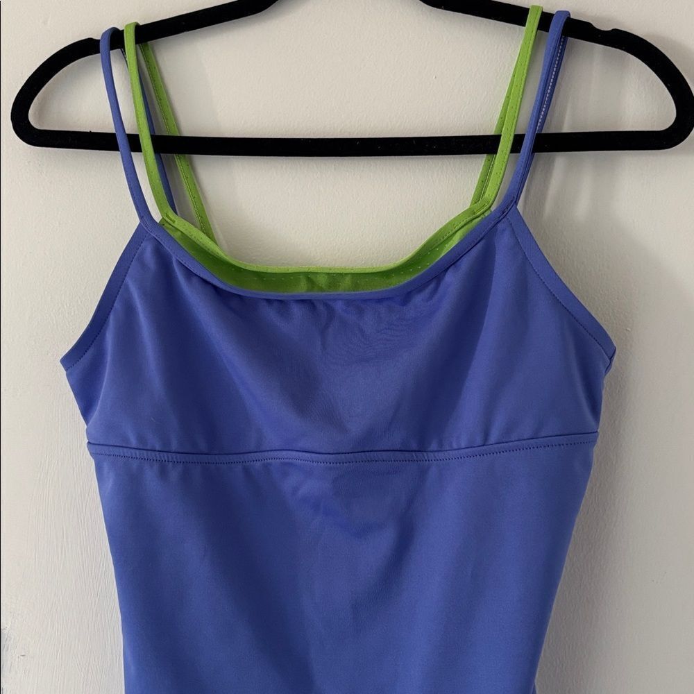 🎀 Vintage 🎀 90s Target Purple and Green Layered Spaghetti Strap Tank Top Medium - Picture 3 of 8